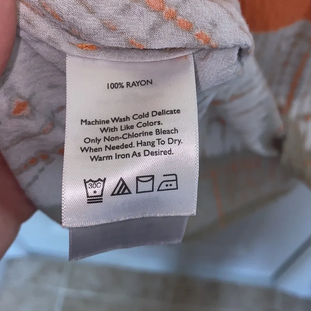 Eddie Bauer Orange Crepe Tank Top w/Batik - Tie Dye Hem Sz M Rayon - Image 6