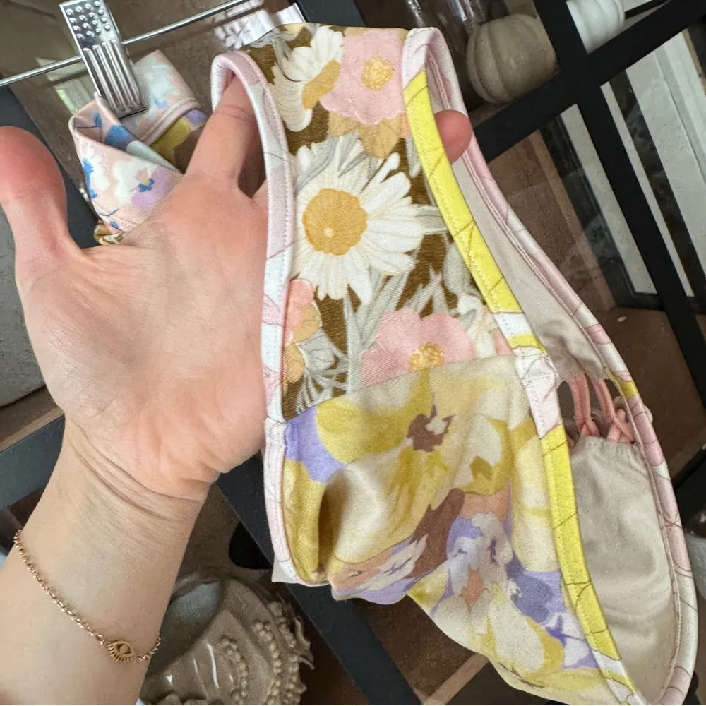 Zimmermann Pop Button High Waisted Bikini Bottoms floral patchwork print swim - Image 11