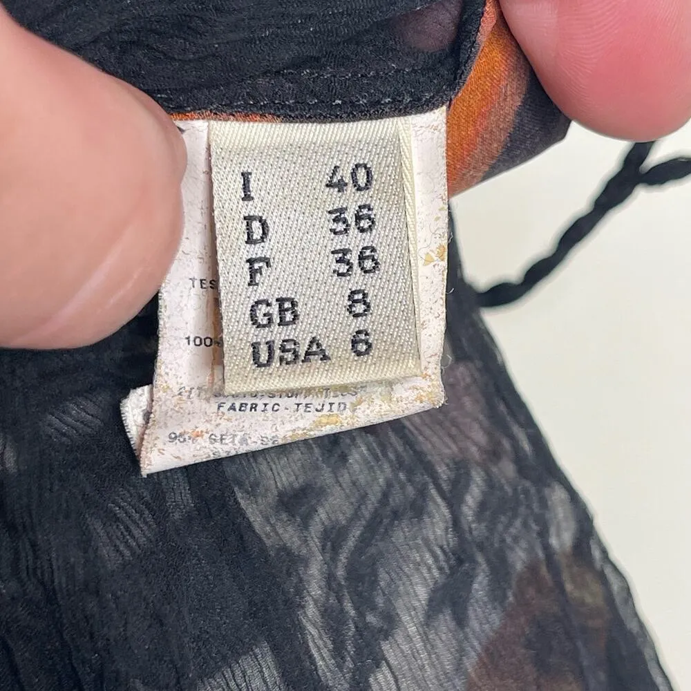 Jean Paul Gaultier Rare Sleeveless Batwings Printed Silk Top Multicolor Womens 6 - Image 9