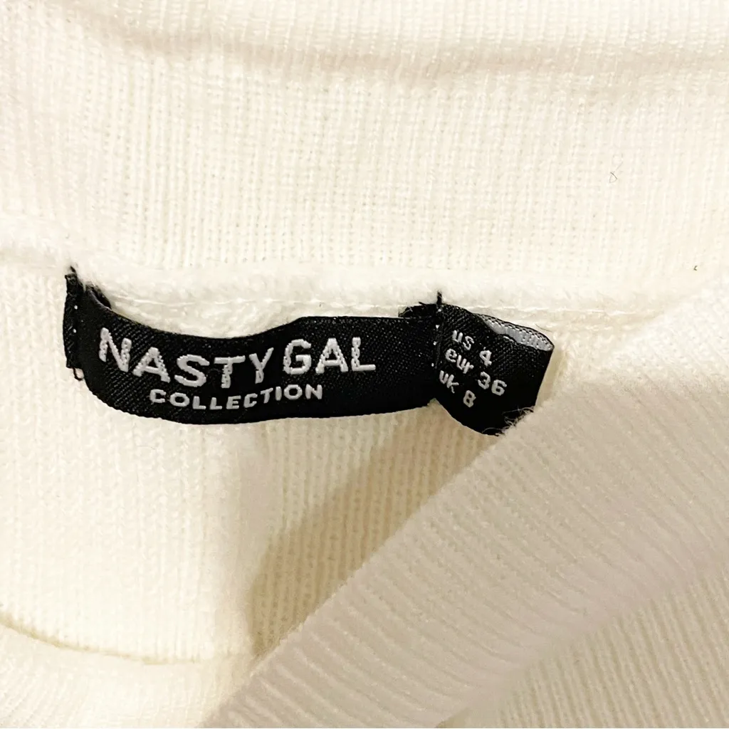 Nasty Gal Size 4 White Soft Knit Pull On‎ Ankle Jogger Drawstring Lounge Pants - Image 3