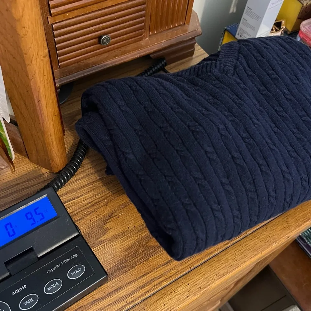 Caribbean Joe Navy Blue Cable Knit Sweater Size XL but runs Smaller V Neck - Image 8