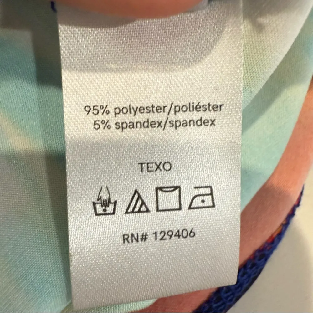 Venus Resortwear Open Back Halter Midi Dress Women’s Medium Blue/Orange Abstract - Image 7