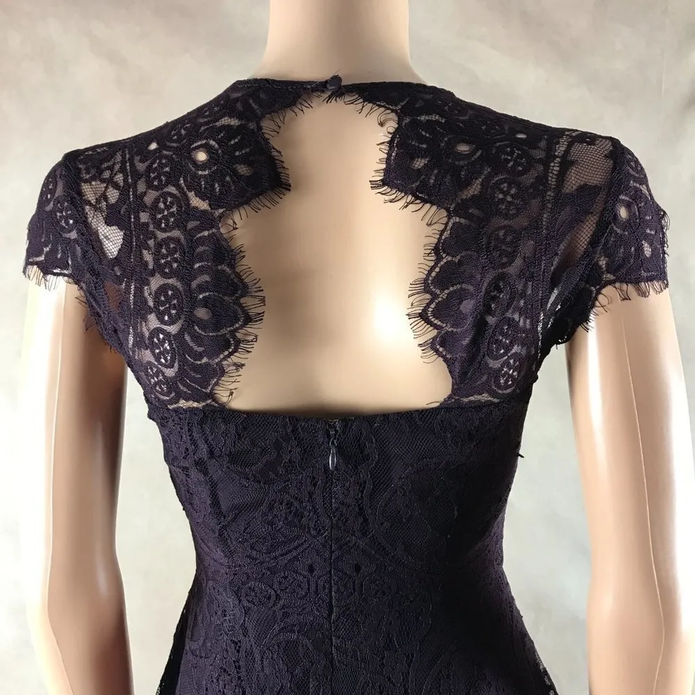 BB DAKOTA Dark Plum Lace Fit and Flare Mini Dress Size 0 - Image 3