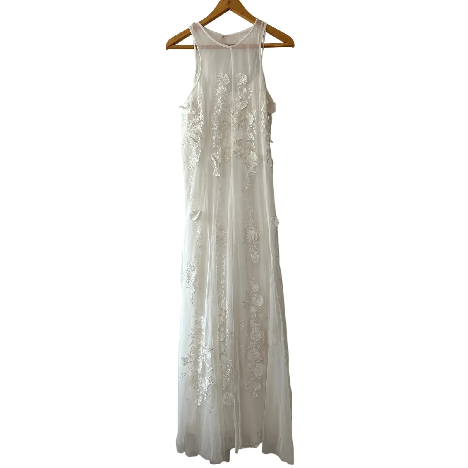 BHLDN Calla Ivory Floral Tulle Appliqué Maxi Dress NWT Size Medium - Image 3
