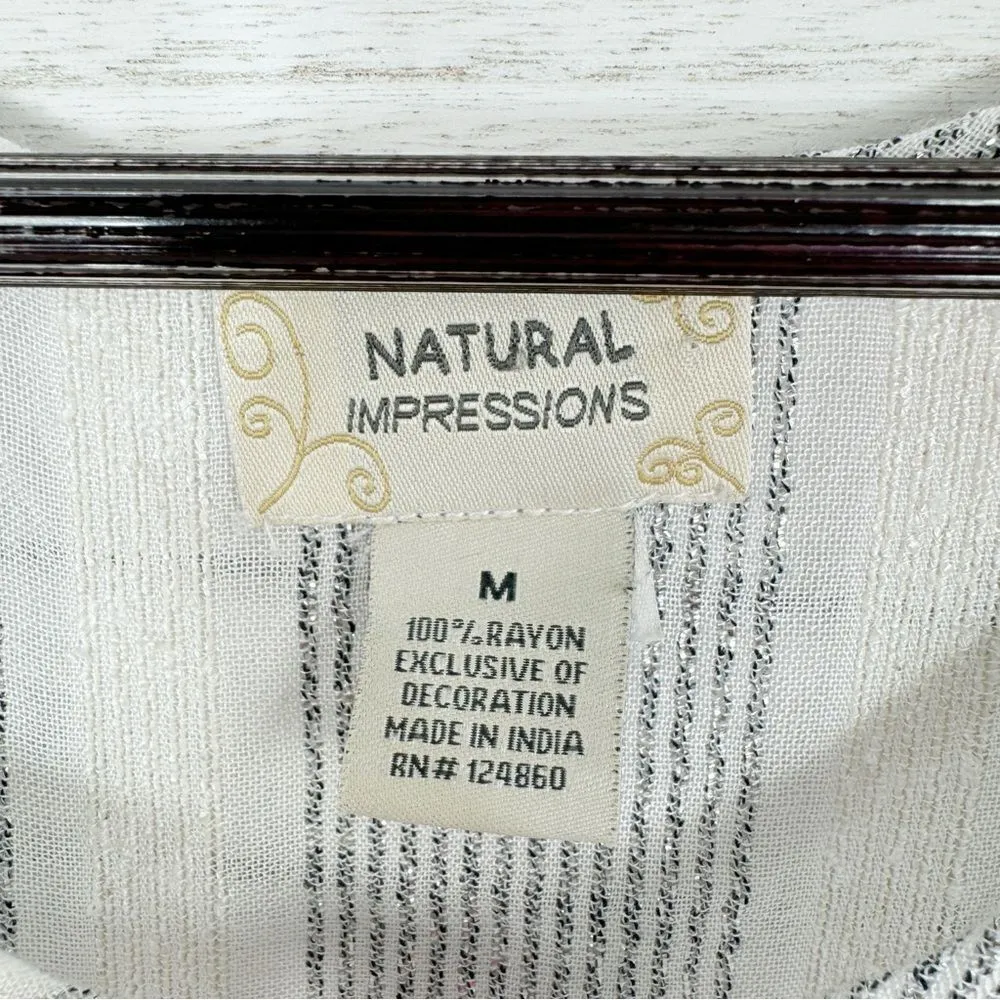 Natural Impressions Striped Muslin Swim Cover Maxi Dress White Medium White - Image 10