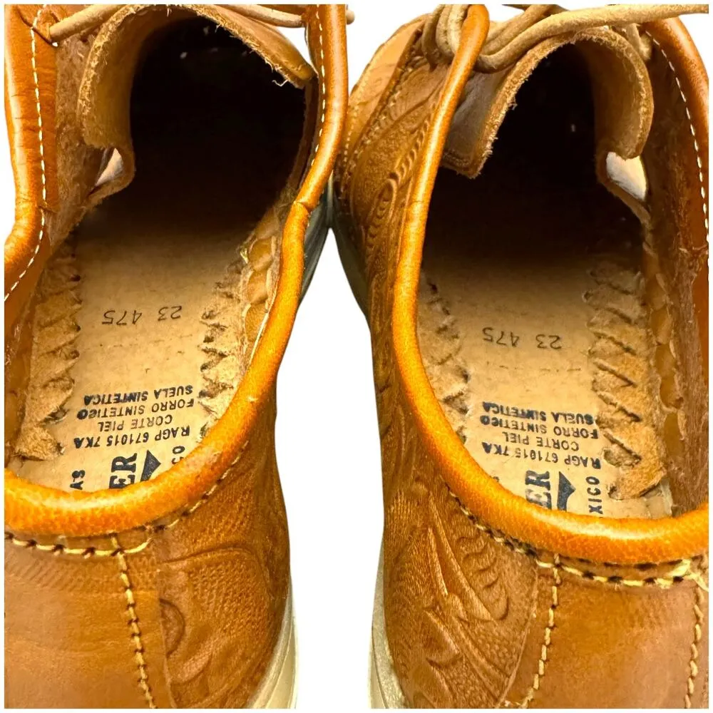 Artesanias Rauger Tooled Made in Mexico Leather Shoes Brown 6 - Image 11