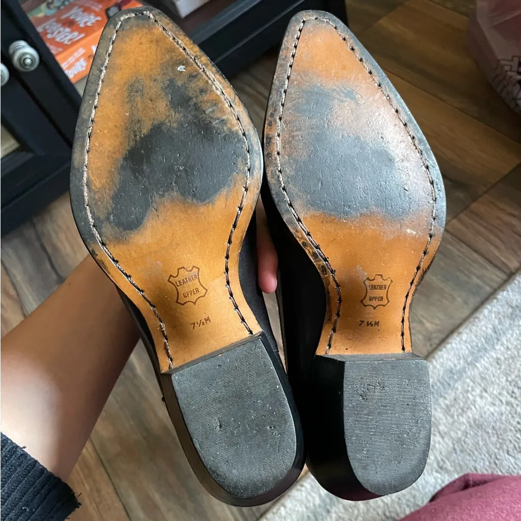 Nine West Vintage Black Leather and Suede Western Cowgirl Boots 7.5 - Image 6