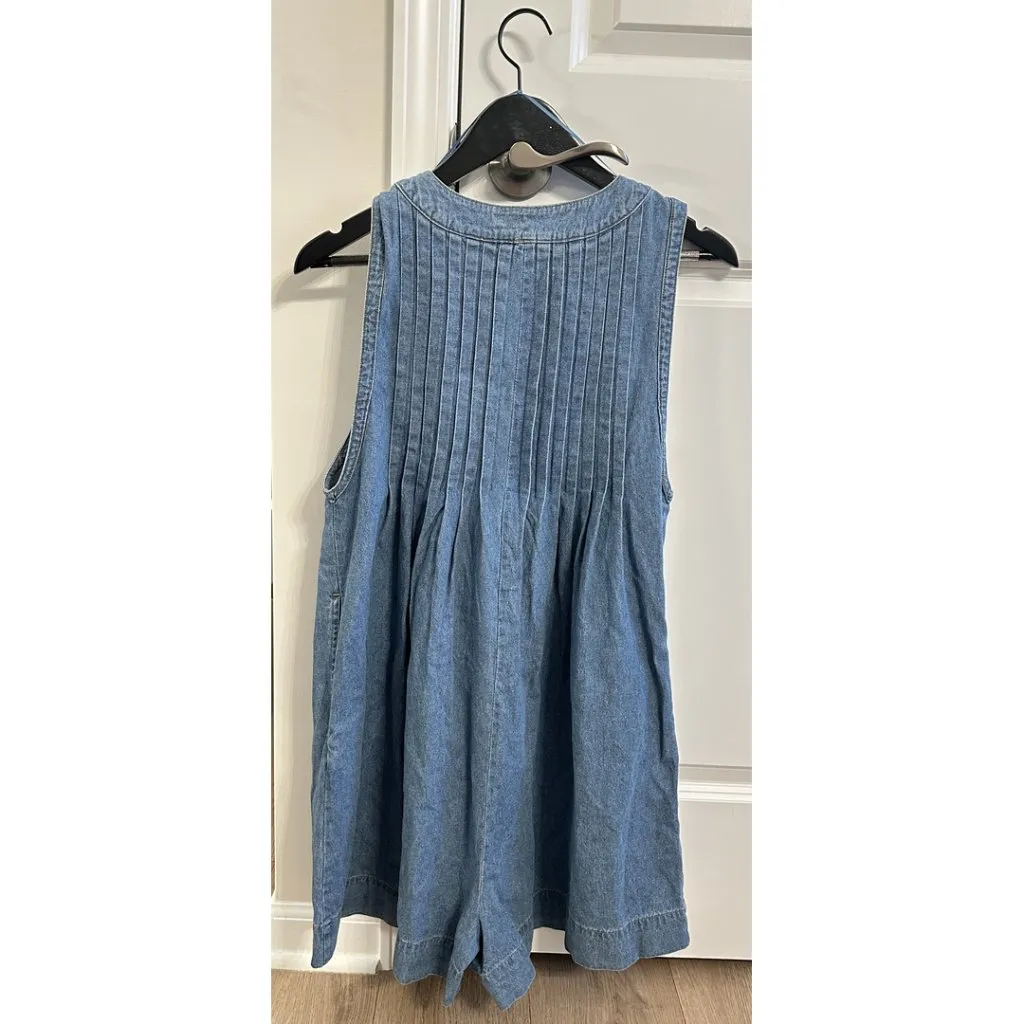 STEVE MADDEN Mick Pintuck Denim Romper in Moon Shadow Size X-Small - Image 9