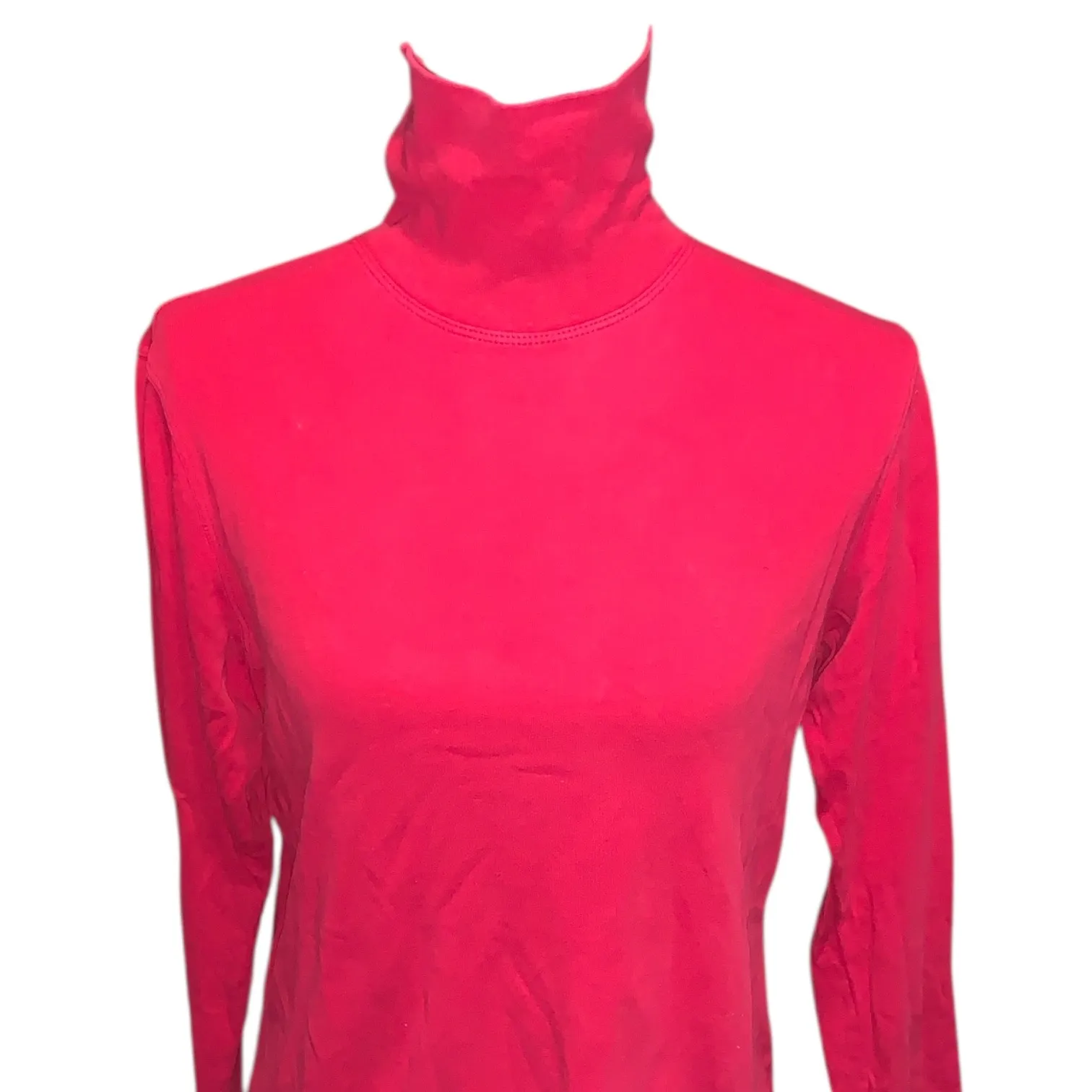 White Stag Women's M Red Long Sleeve Turtleneck Shirt Cotton - Image 2
