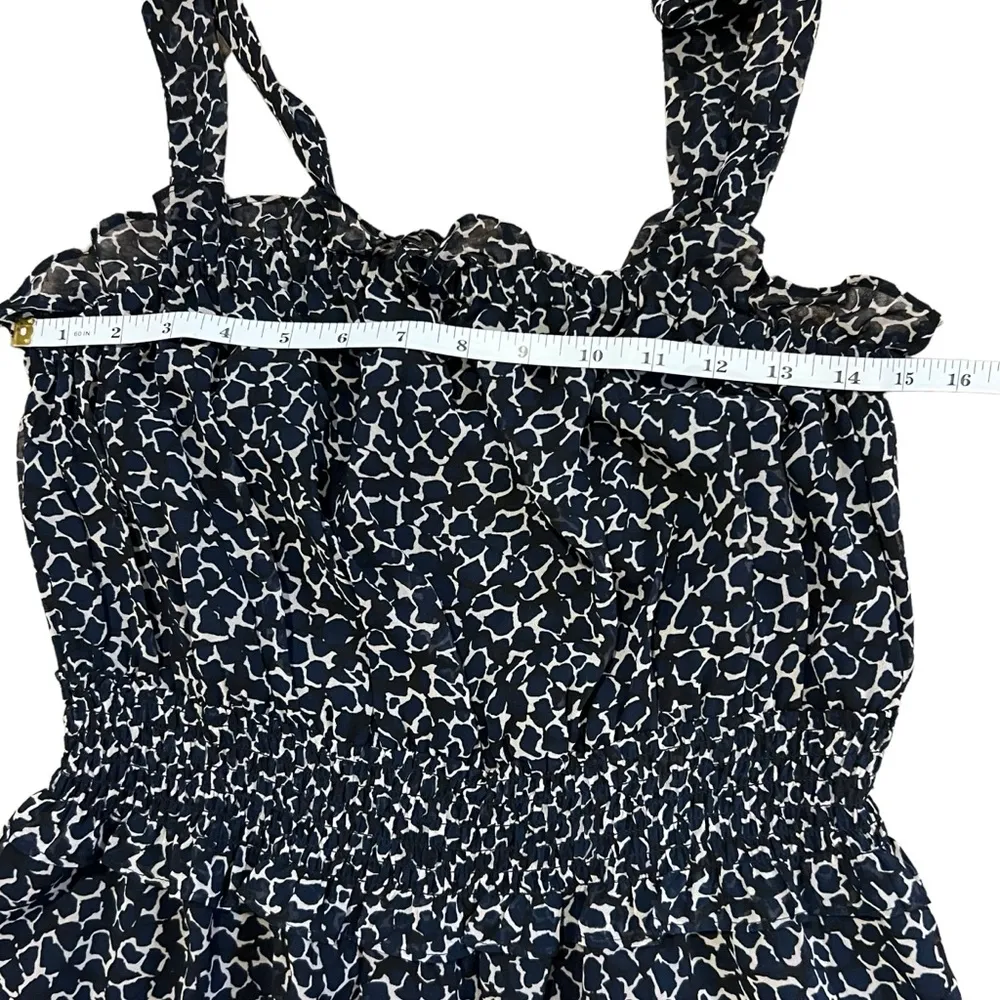 NWT Who What Wear Square Neck Tie Shoulder Giraffe Print Black/Tan Dress Small - Image 9