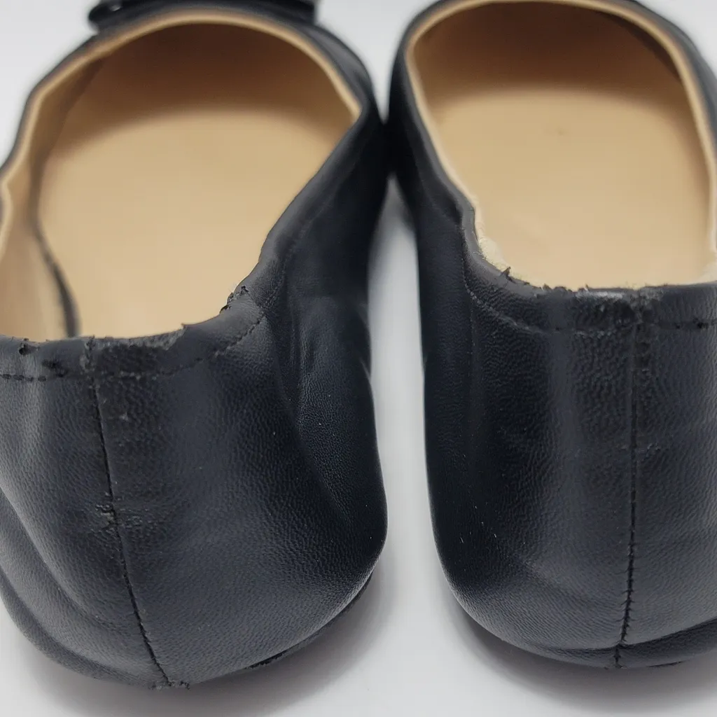 Bamboo Lula Flat Black Faux Leather Bow Ballet Shoe Size 9 - Image 8