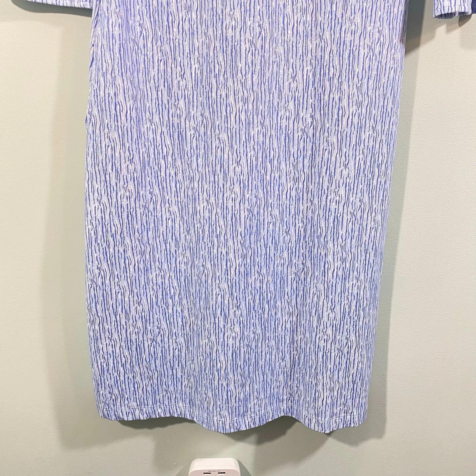 J McLaughlin Women Blue Textured Ridge Faux Wrap Catalina Knit Verte Dress Sz M Size M - Image 5