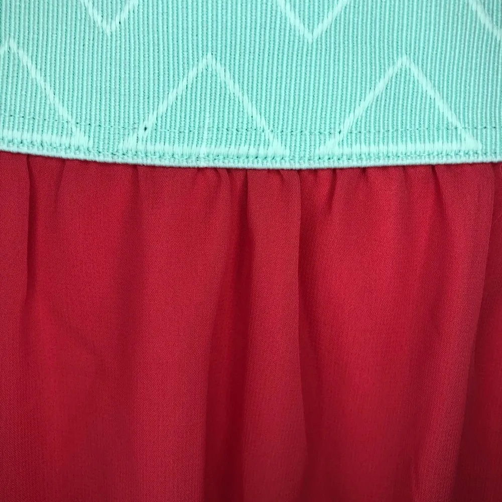 LuLaRoe Skirt Coral Chiffon w/ Mint Maxi Skirt “The Lucy” Sz L NWT Elastic Waist - Image 4