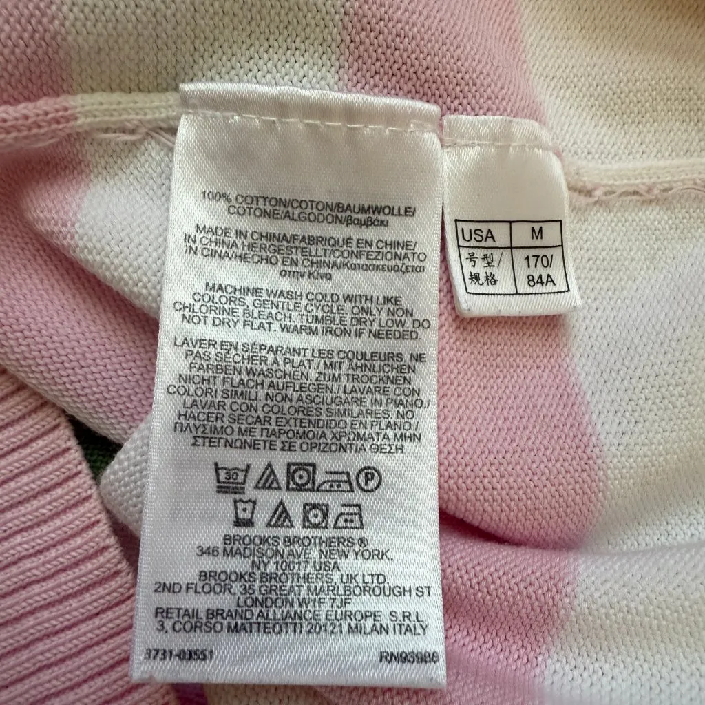 Brooks Brothers Cotton Tennis Striped V-Neck Sweater Pullover Women Medium White - Image 10