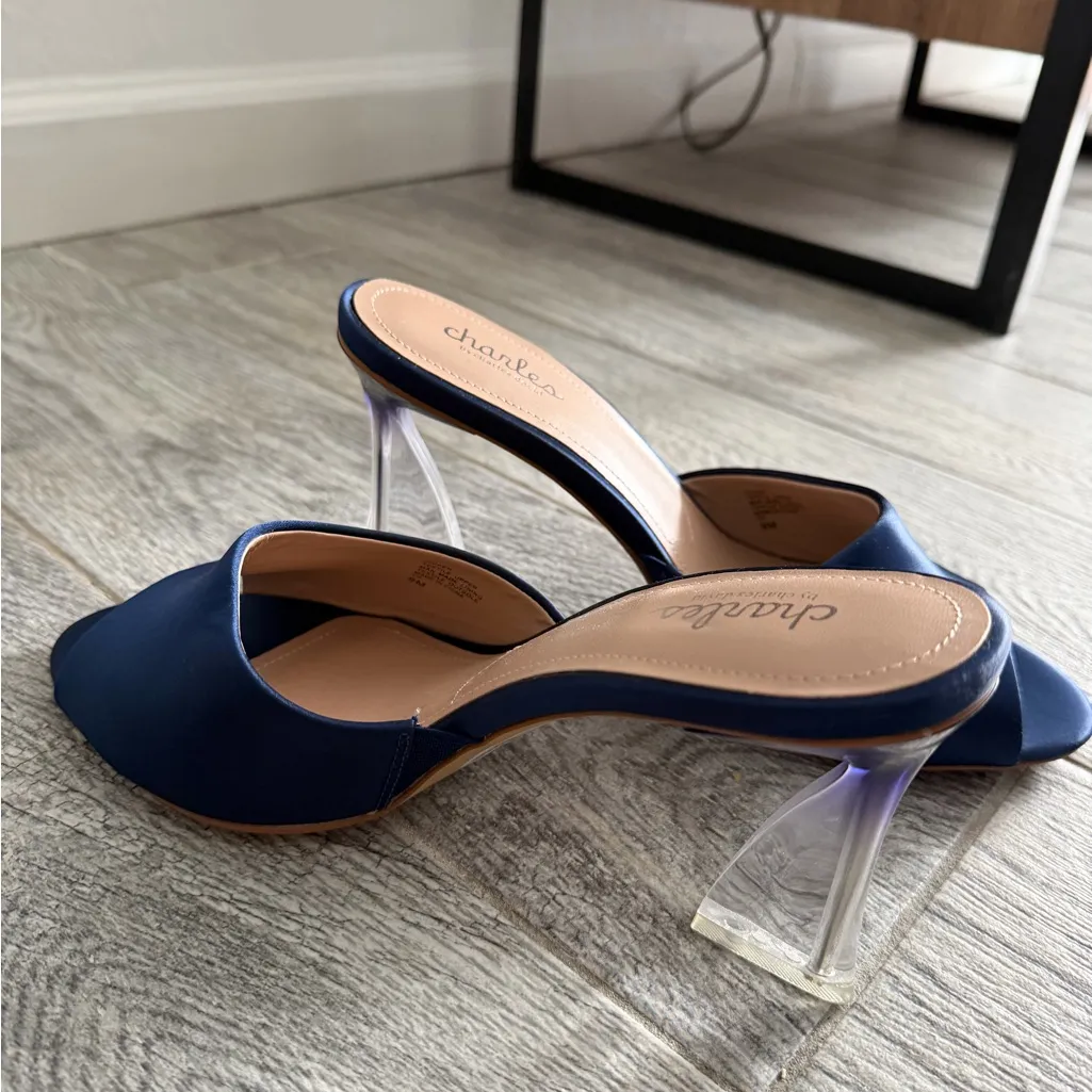 Women's Satin Navy Slip-on Pumps - Image 4