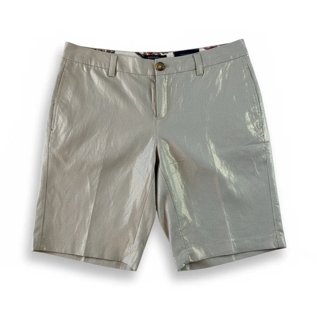 NWT Tommy Hilfiger Metallic Gold Linen Blend Bermuda Shorts – Size 10 - Image 2