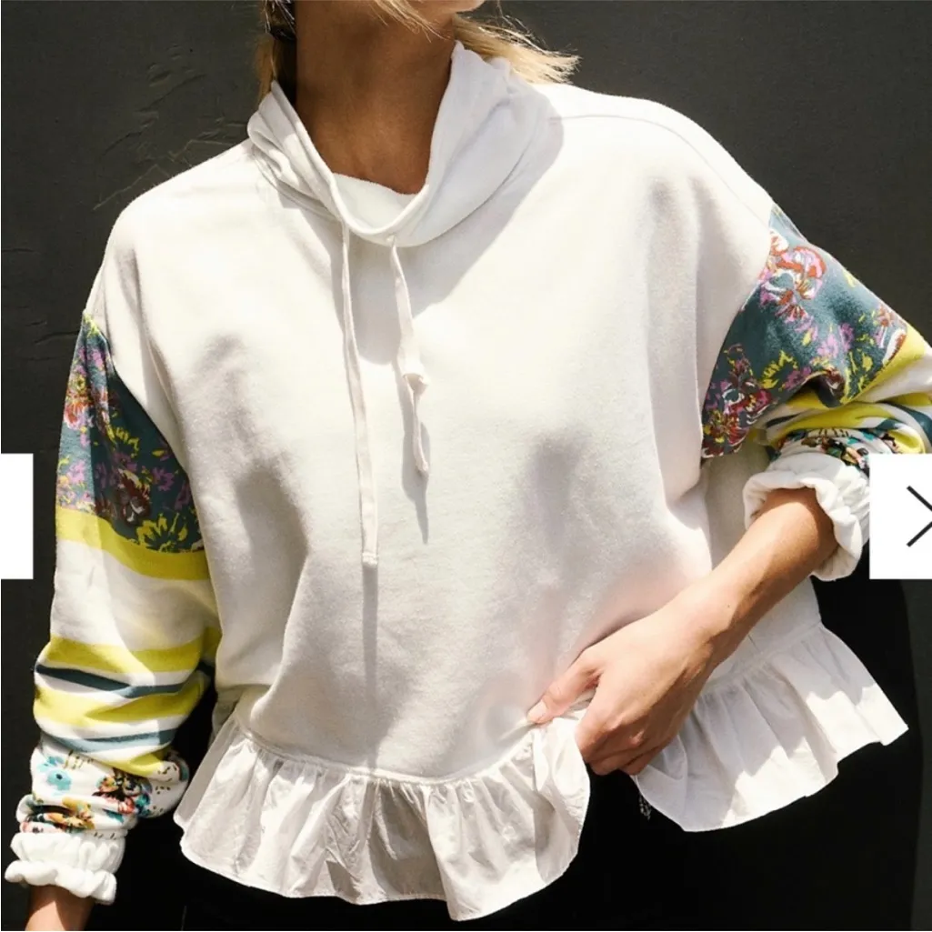 FP Movement by Free People Multicolor Patchwork Hoodie White Size M - Image 2