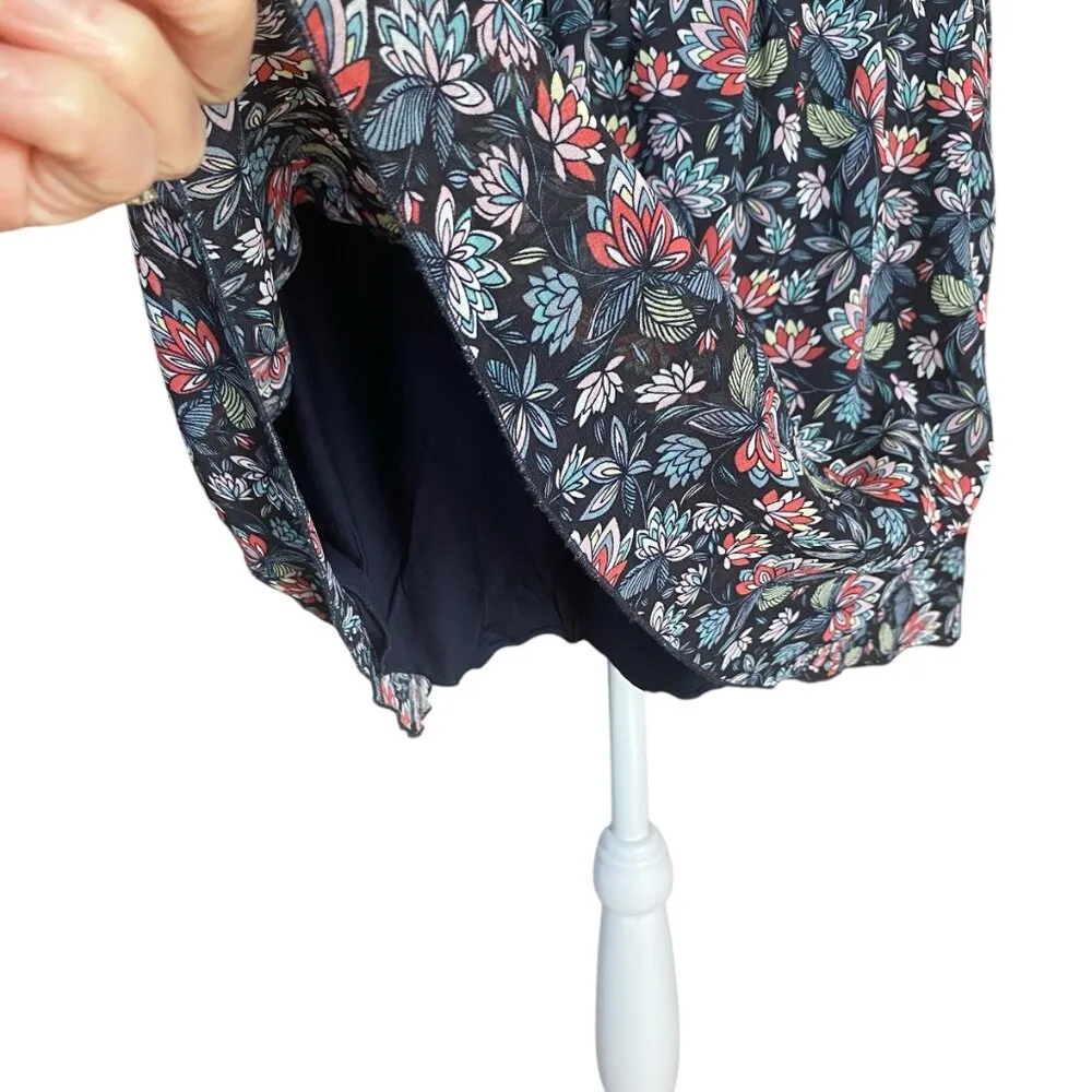 Cabi blue floral fully lined pull on mini skirt sheer overlay size medium - Image 5