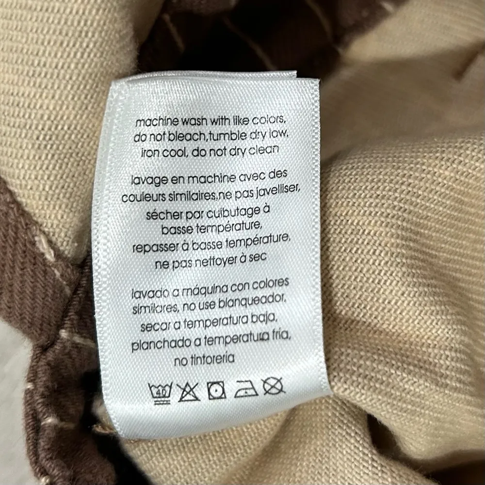 NWT We Wore What Shorts Bib Overalls Brown Pinstripe Cotton W/ Side Slit Size S - Image 6