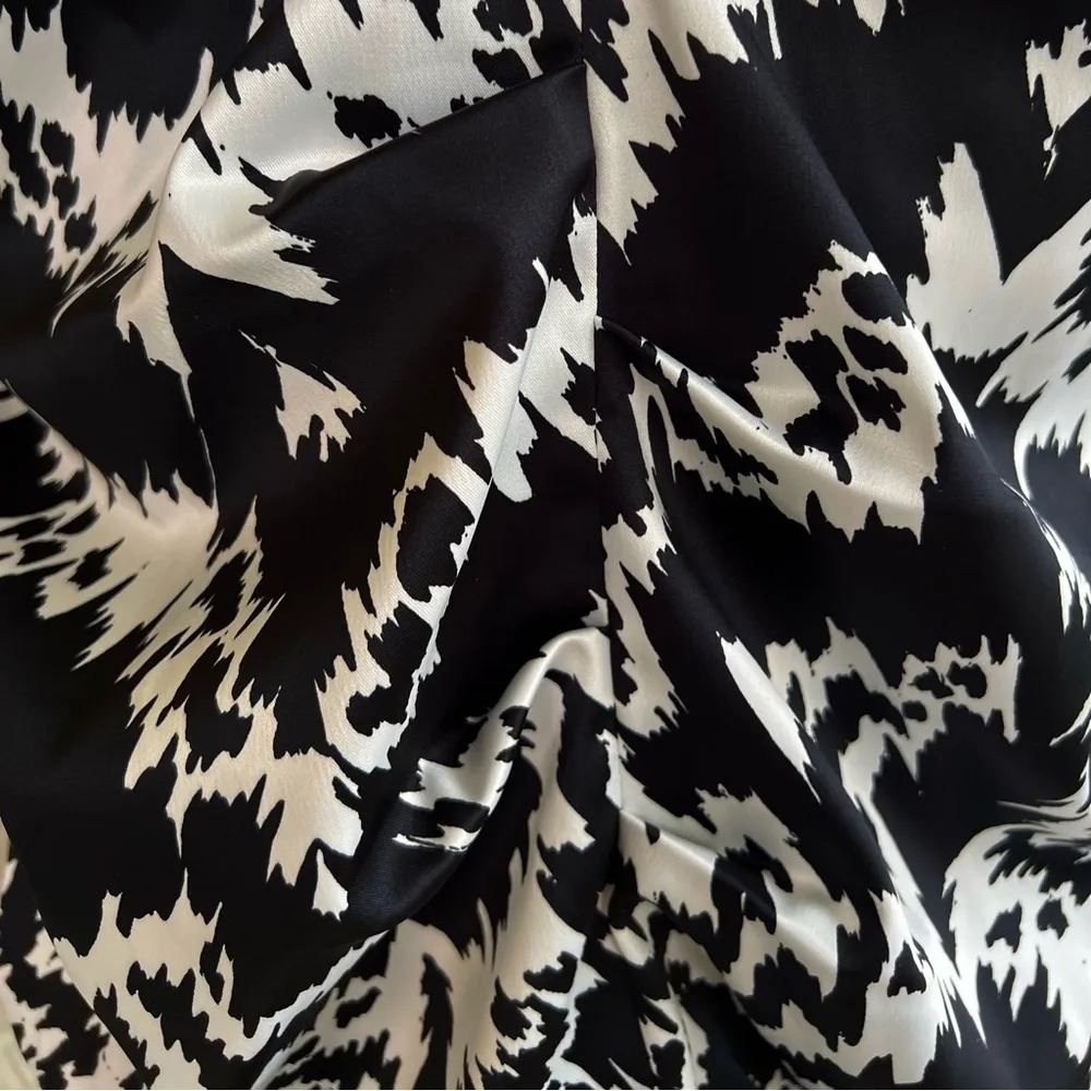 NWT Nicole by Nicole Miller Dress Ruched Halter Satin Black White 10 Cocktail - Image 14