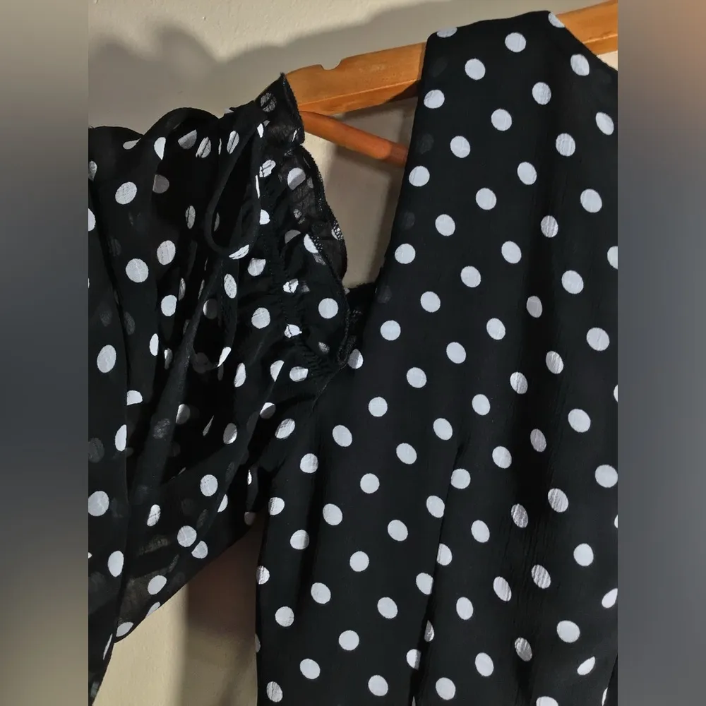  Nasty Girl Collection Black & W Polka Dot Cutout & Coldshoulder Mini Dress - Image 14