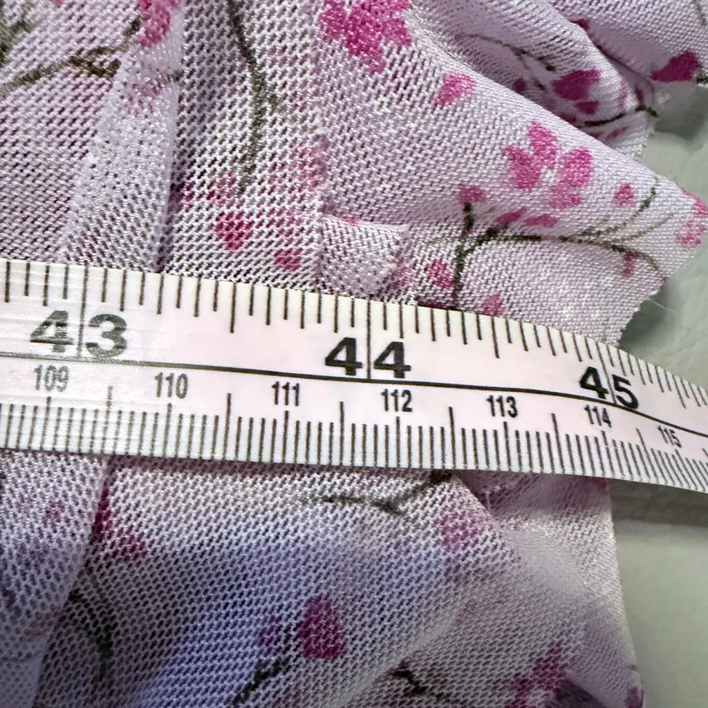 Lilac floral mini dress with asymmetrical ruffle trim adjustable straps sz xxs - Image 11