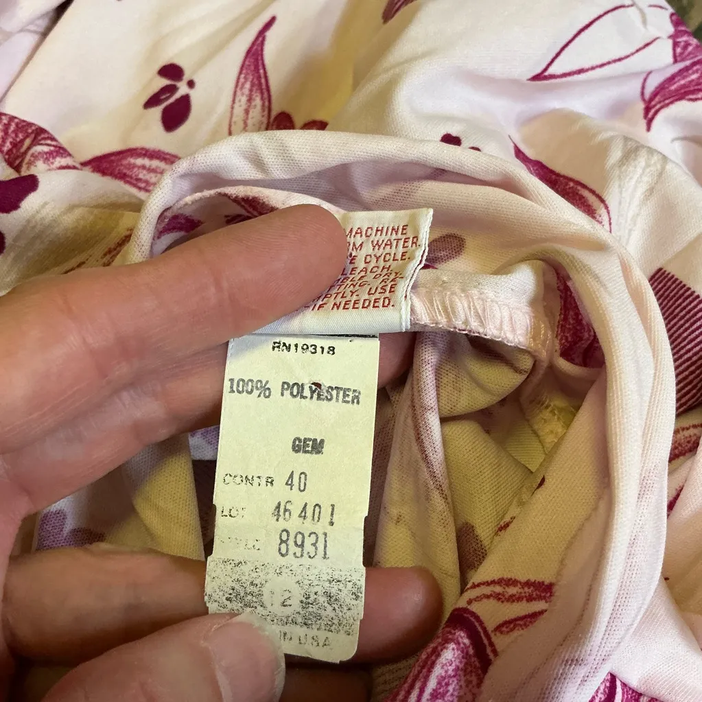 Vintage 70s graff polyester long sleeve bow neck top Size L - Image 4