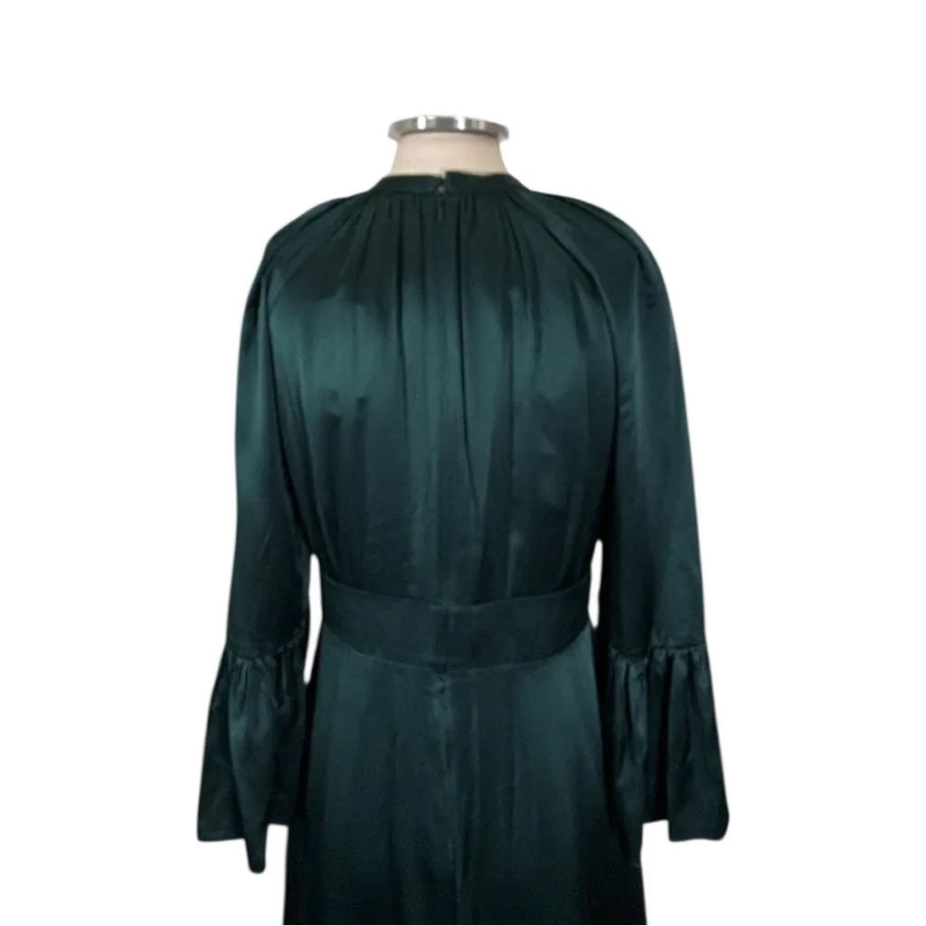NEW  L.K.Bennett Sage Shirred Silk Midi Dress Size 8 - Image 7