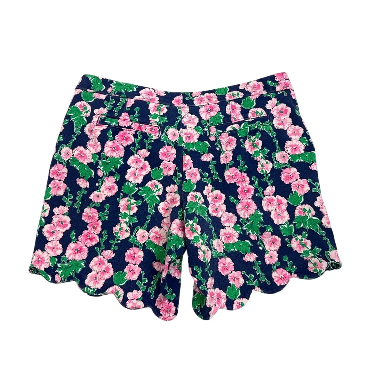 Lilly Pulitzer Darci Floral Preppy Scalloped Knit Shorts 7”  Oyster Bay Size 8 - Image 2