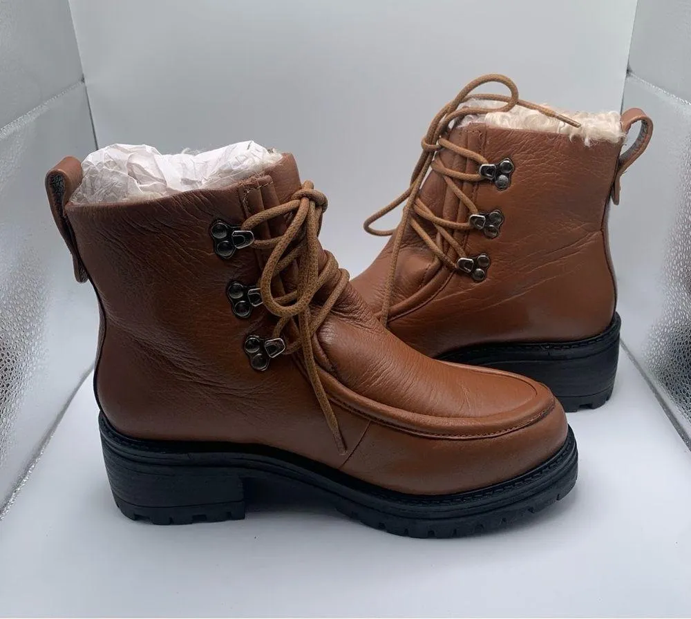 NWB Gentle Souls Women's Bristol Wallaby Tan Leather Lace Up Ankle Boots size 6M - Image 8