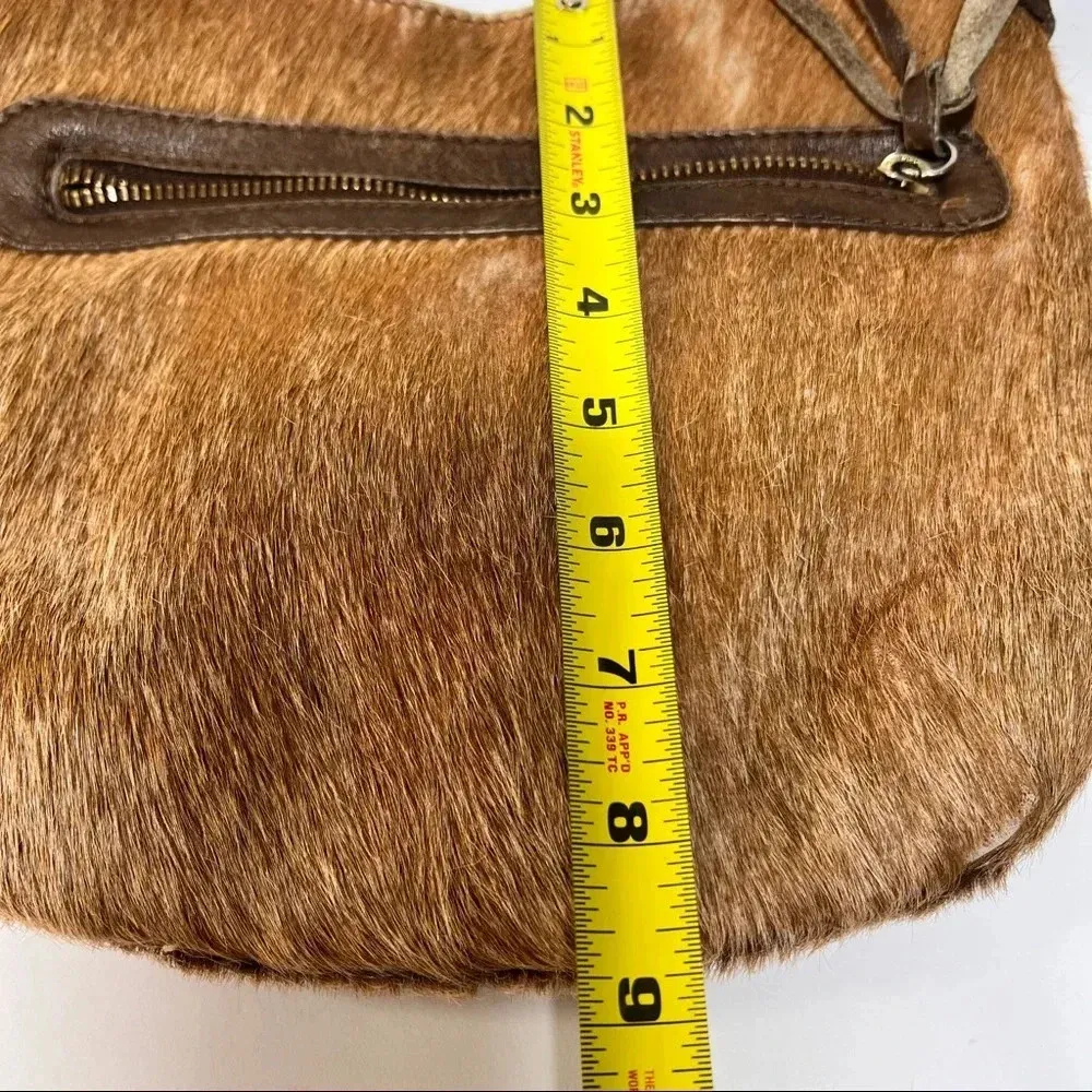 Maurizio Taiuti Italy Pony Calf Fur Brown Leather Crossbody Purse / Bag - Image 10