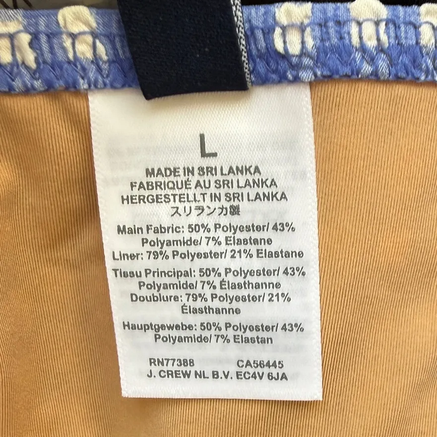 NWT J. Crew Sz L Seersucker Ruffle V-neck One-piece Swimsuit BY483 Blue Gingham - Image 9