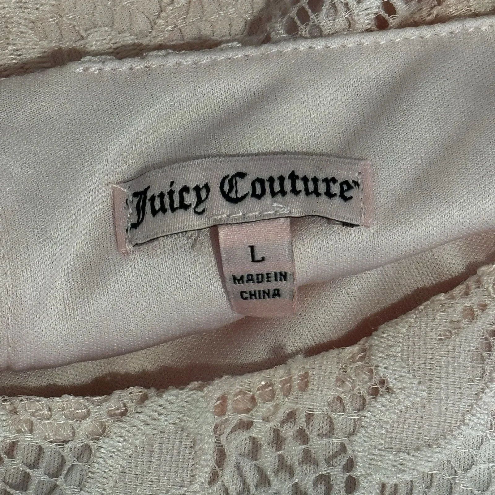 Juicy Couture Dress Women’s Large Pink Knee Length Floral Lace Romantic Glam - Image 5