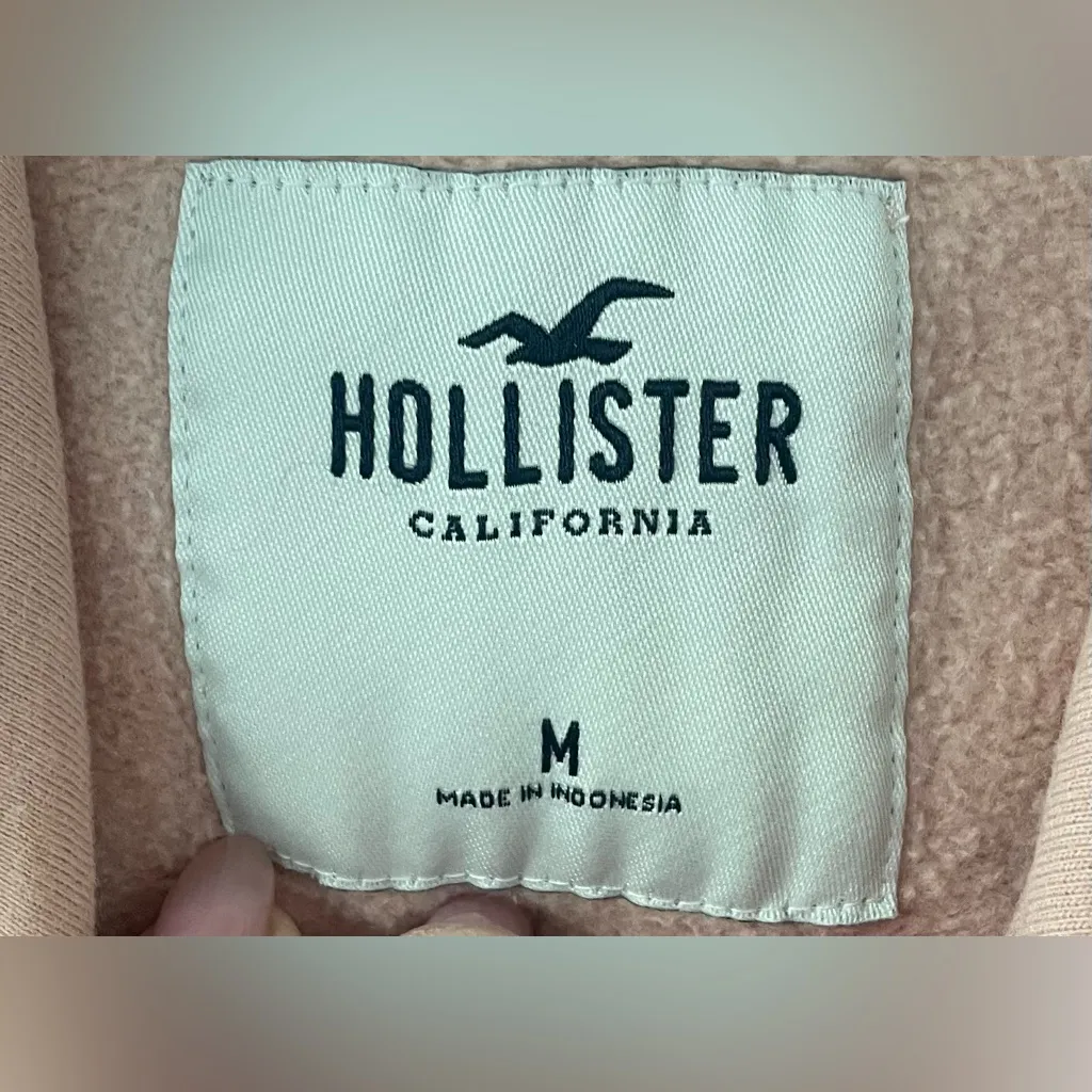 Hollister California Pink Hoodie Sweatshirt Comfy Drawstring Rose Design;size M - Image 4