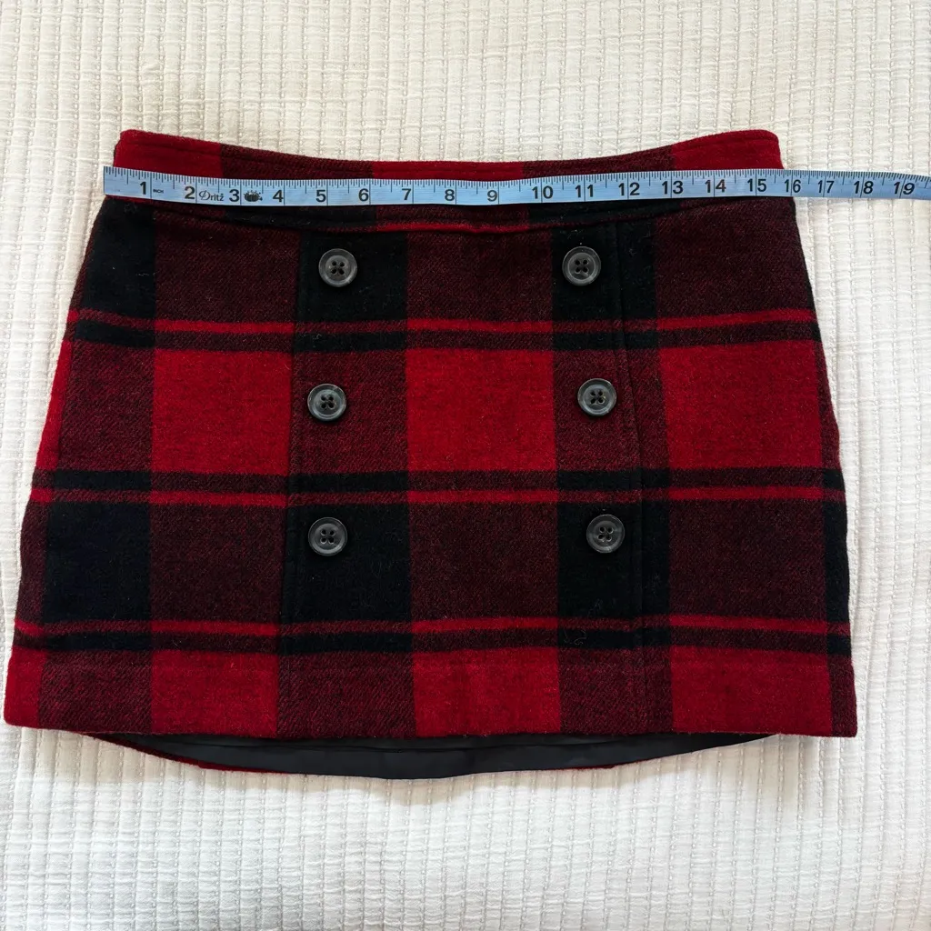 GAP Vintage Y2K Wool Blend Red Black Plaid Lined Mini Skirt Women's Size 6 - Image 7