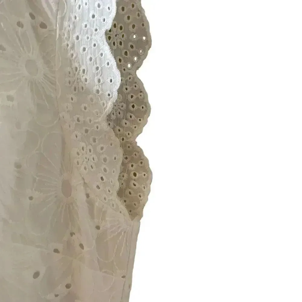 Cupcakes and Cashmere White Eyelet Embroidered Short Sleeves Floral Dress SZ 4 White - Image 3