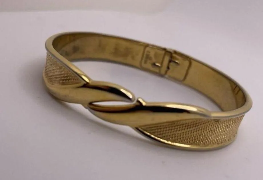 Signed Monet Costume Jewelry Gold Tone Bangle Bracelet - Image 2