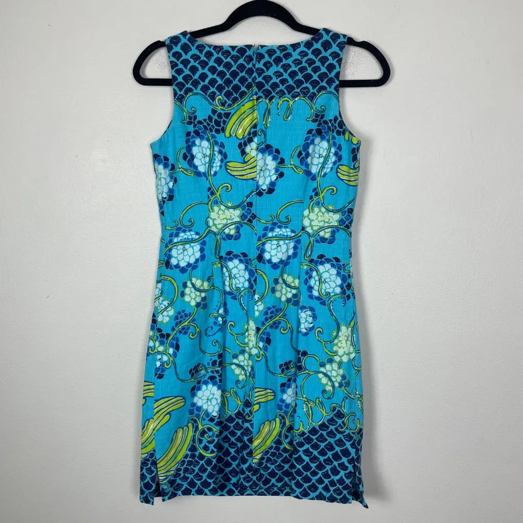 Lilly Pulitzer Woman's 0 Blue and Green Koi Fish Stephanie Tank‎ Sheath Dress - Image 7