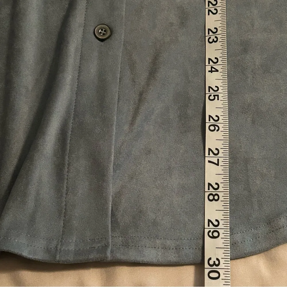 Soft Surroundings Softly Sueded Button Down Shirt Blue Womens Size M Oversized - Image 7