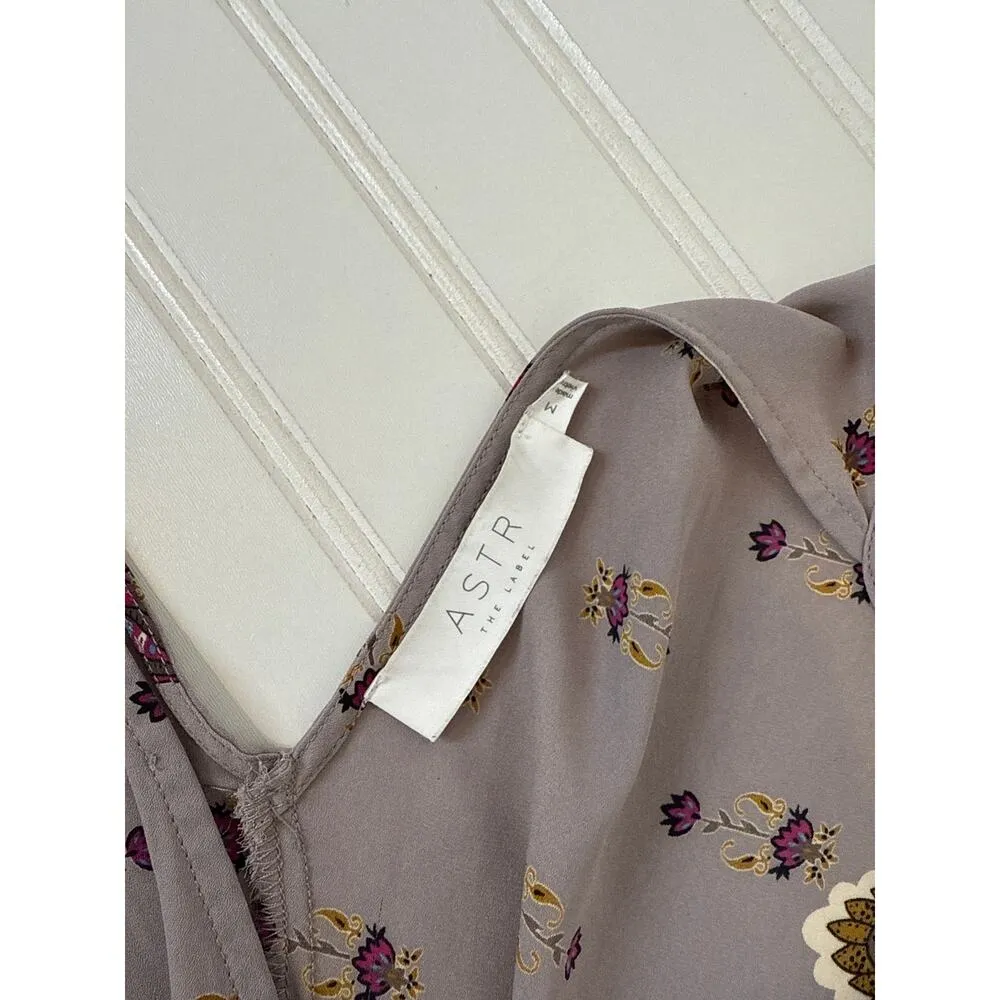 ASTR The Label Mauve Purple Floral Paisley Print Cold Shoulder Romper Size M - Image 4