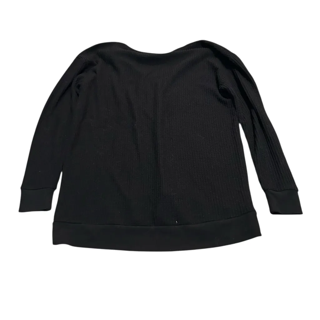 3/$15 LOFT soft black waffle knit top - Image 4