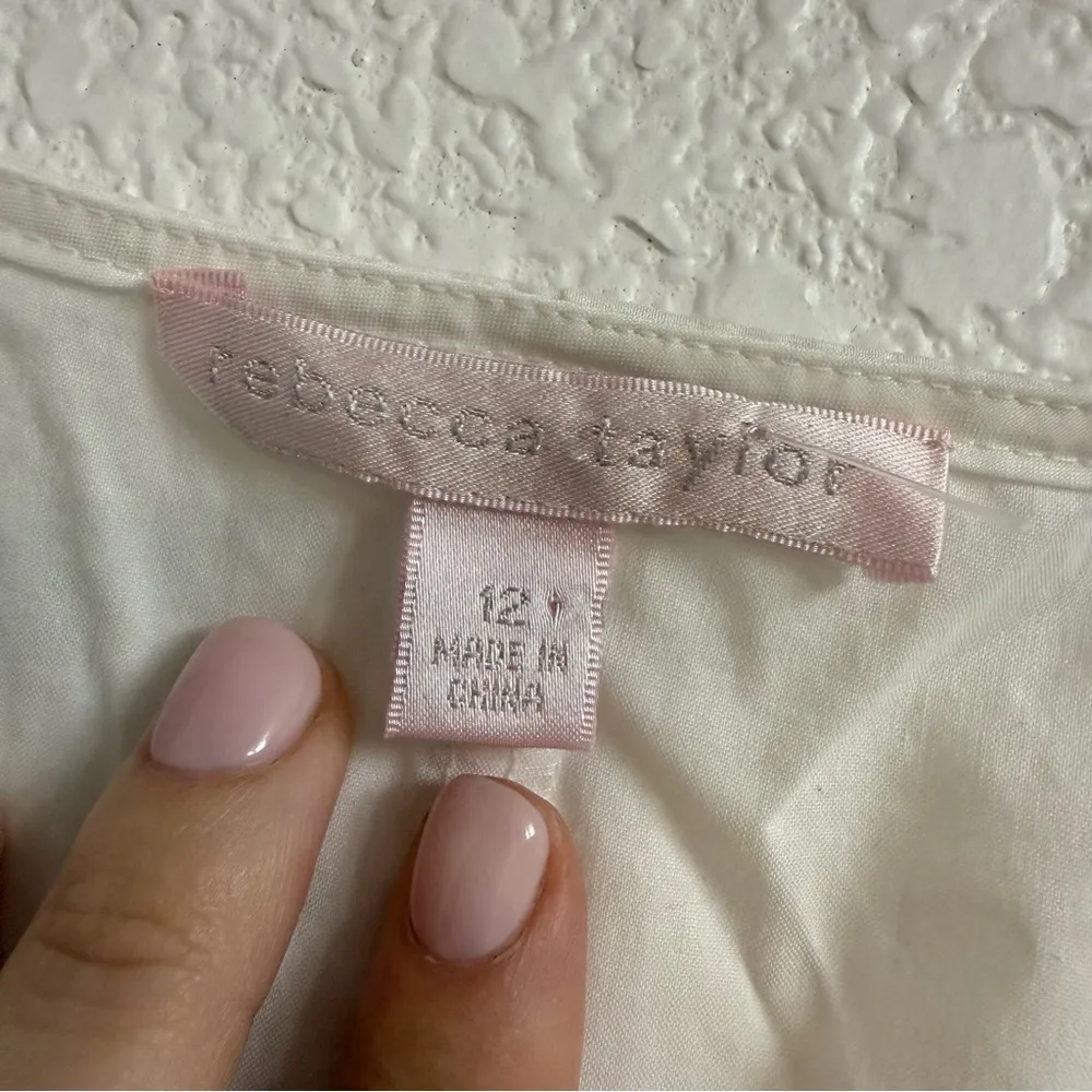 Rebecca Taylor Elegant White Sleeveless Bow Top Size 12 - Image 3