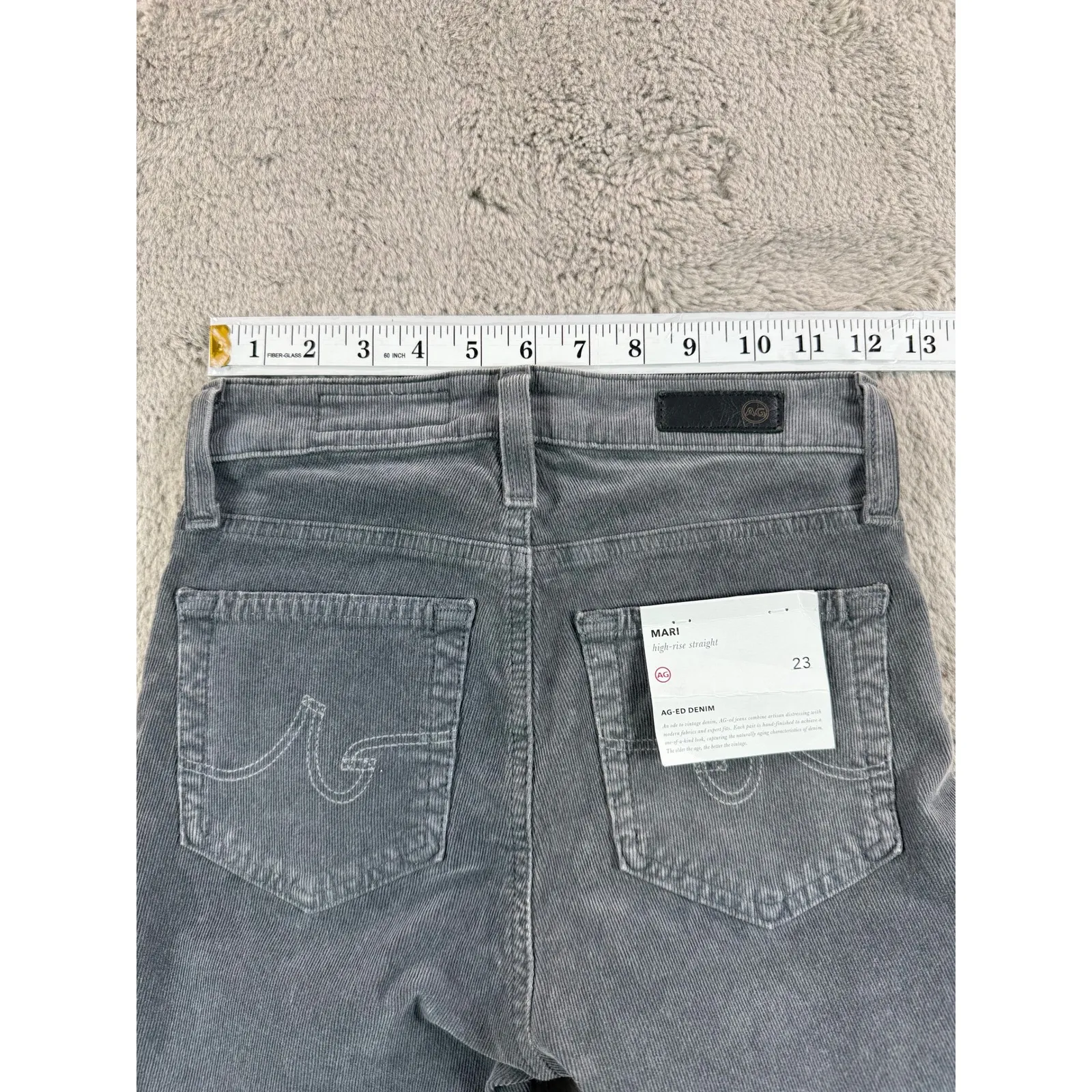 NWT AG Adriano Goldschmied Mari High Rise Straight Leg Corduroy Pants 23 Gray - Image 5