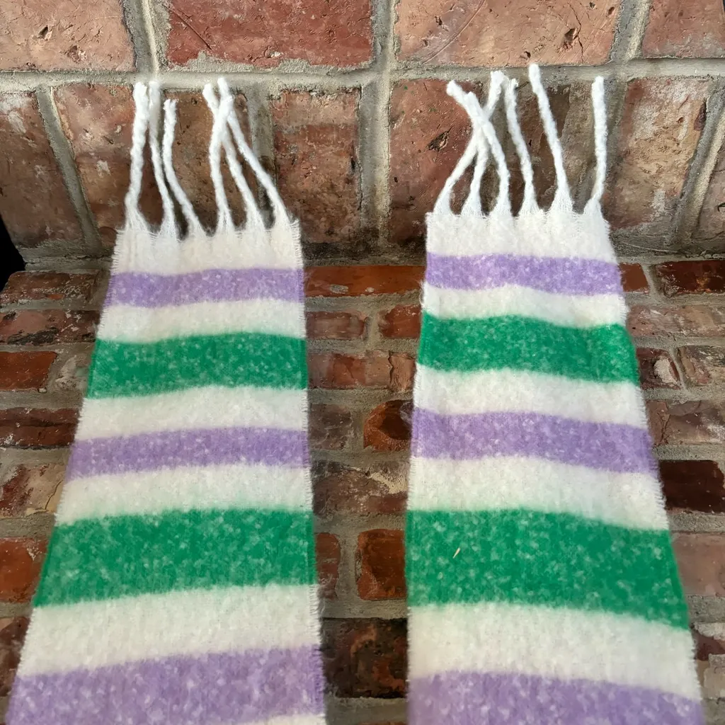 Anthropologie Maeve Cozy Fringe Scarf Green Purple - Image 4