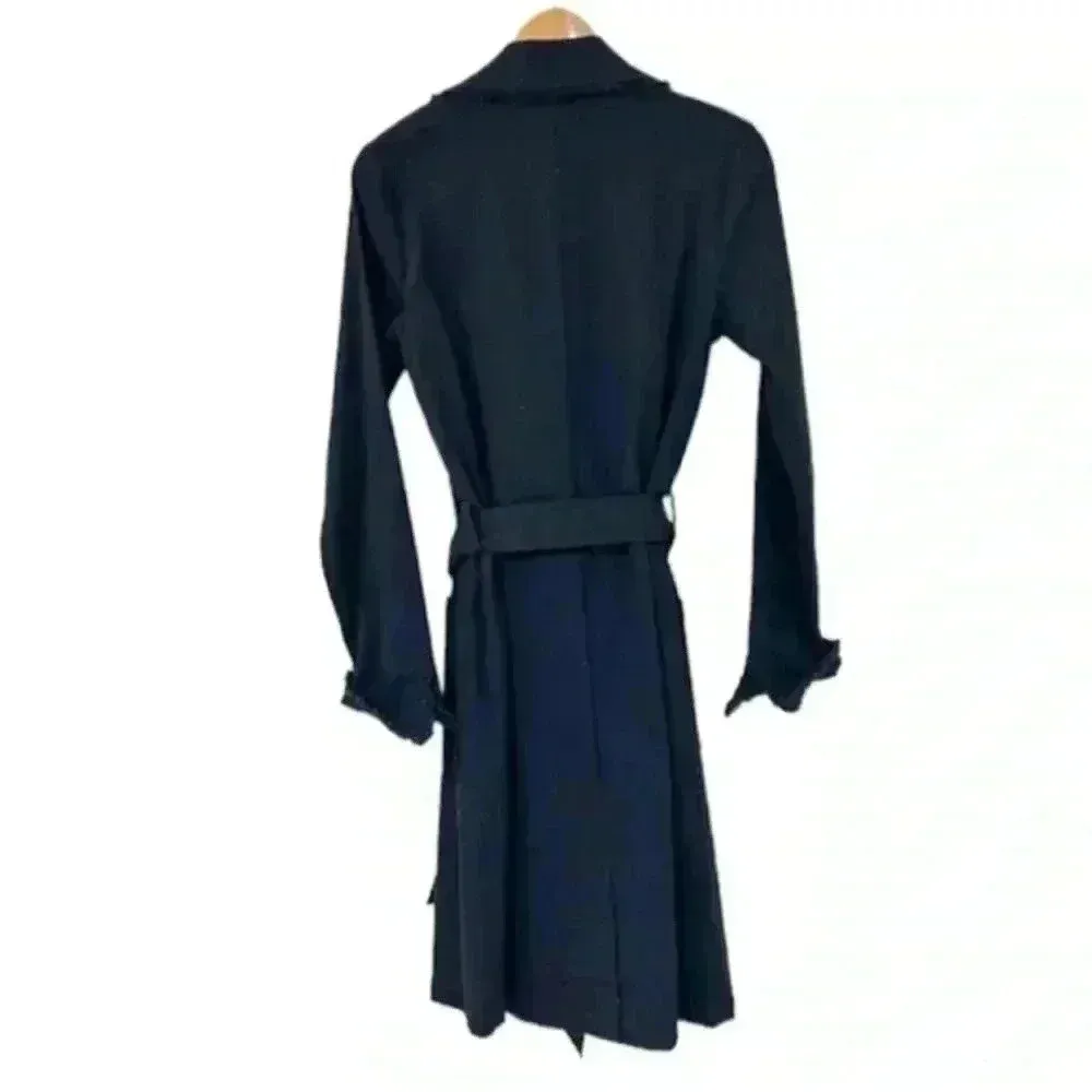 N Philanthropy Passport Trench Coat Black Belted Minimalist Style - Image 3