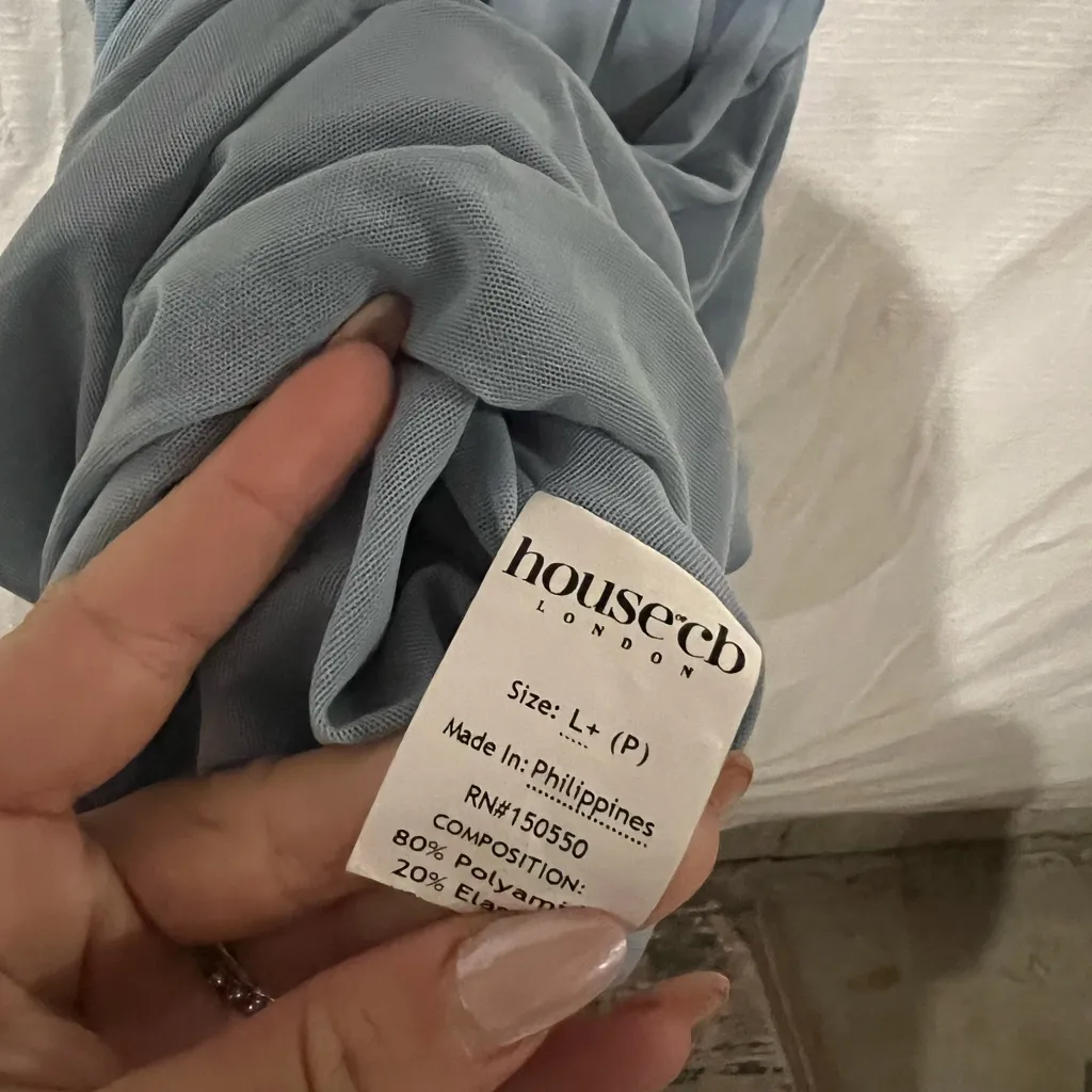 House of Cb Baby Blue Clementine Cutout Mini Dress Size Large Plus Cup $209 - Image 6