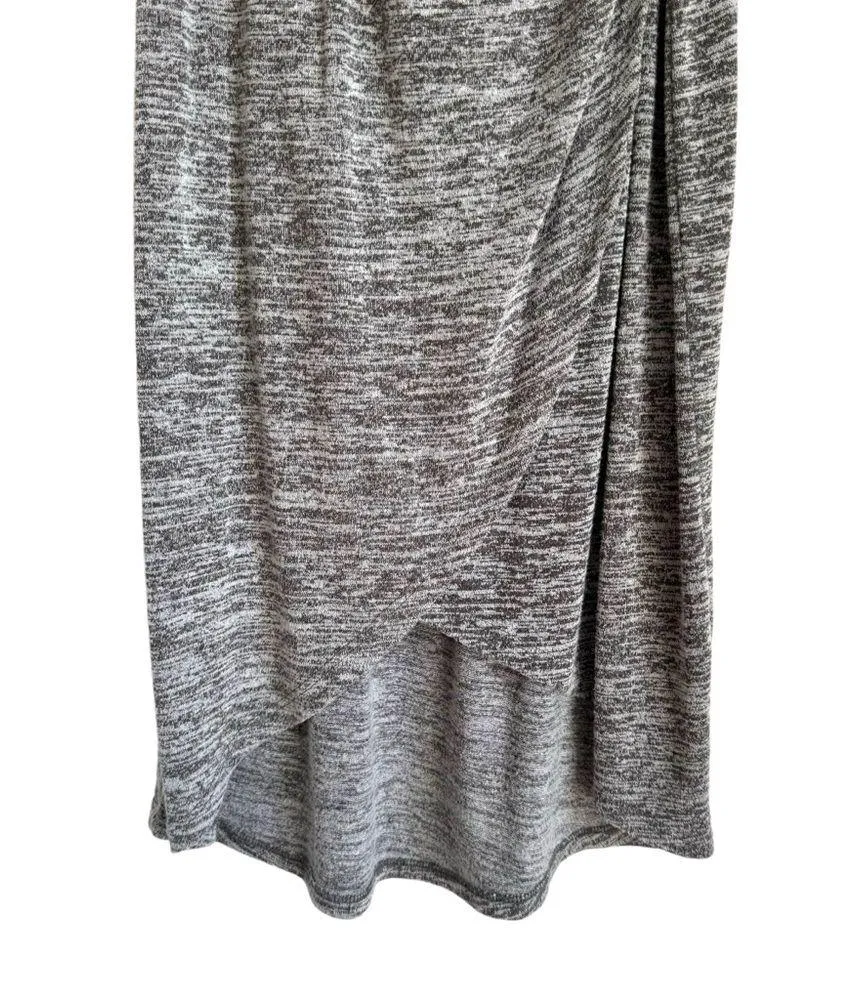 Leith Ruched Wrap Front Tank Midi Dress V-neck Sleeveless Grey Soft Casual XXS - Image 4