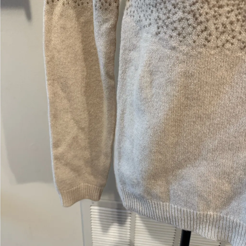 Tabitha Webb | Beige and Blue Patterned Sweater Wool Christmas sweater - Image 6