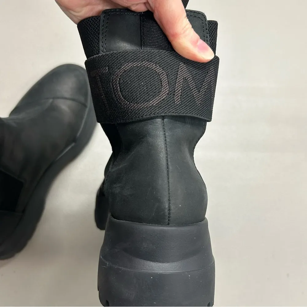 Toms Black Alpargata Combat Boot Stretchy Logo Strap Chunky Womens Size 7.5 - Image 8