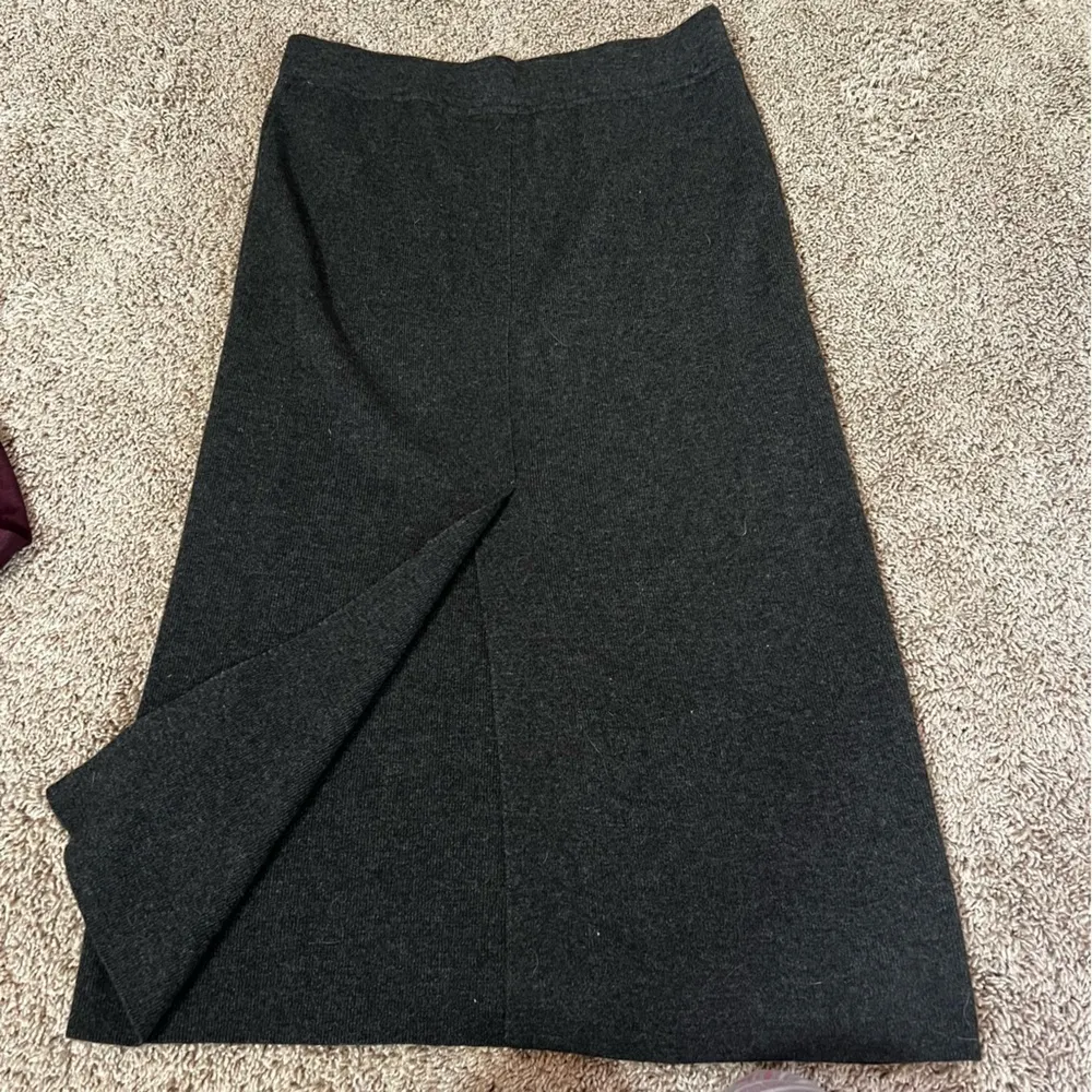 VINTAGE AK Anne Klein Lambswool Midi Skirt charcoal gray grey - Image 4